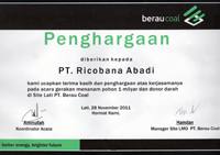 Penghargaan gerakan menanam 1 milyar dan donor darah